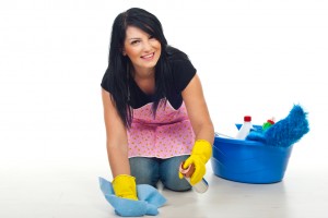 Happy cleaning woman